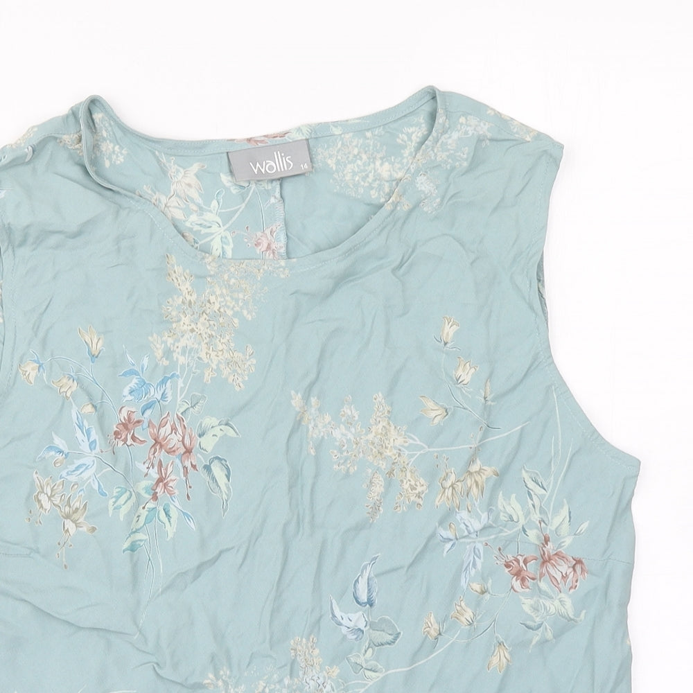 Wallis Womens Blue Floral  Basic Blouse Size 14