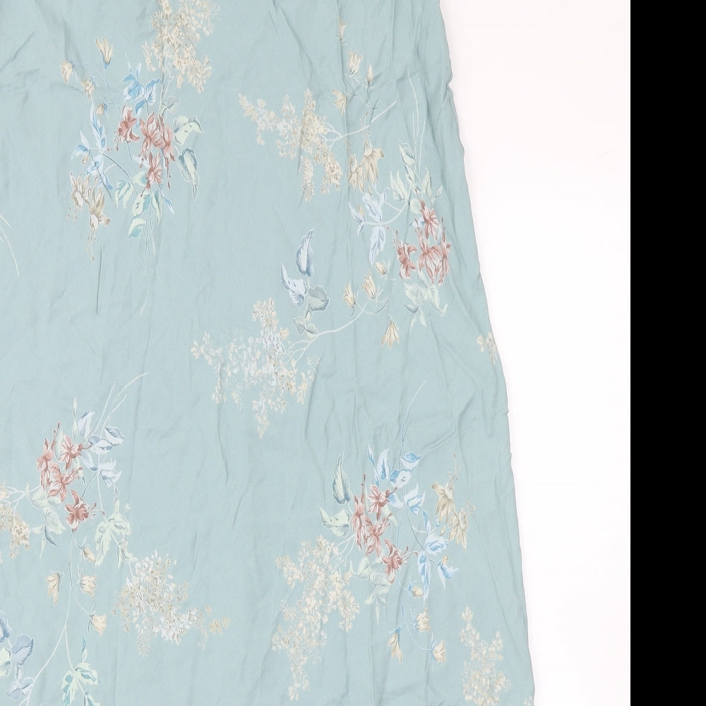 Wallis Womens Blue Floral  A-Line Skirt Size 14