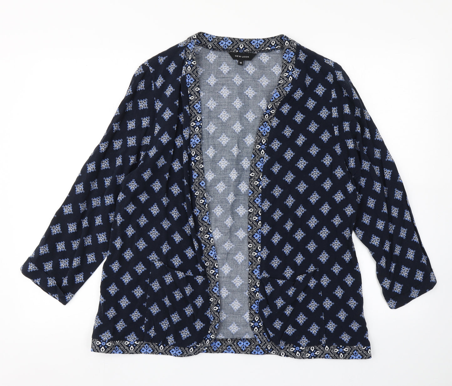 New Look Womens Blue Argyle/Diamond  Jacket  Size 14