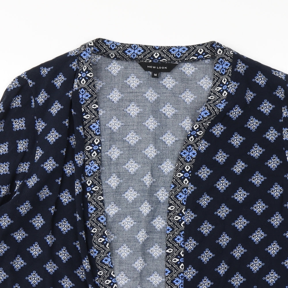 New Look Womens Blue Argyle/Diamond  Jacket  Size 14