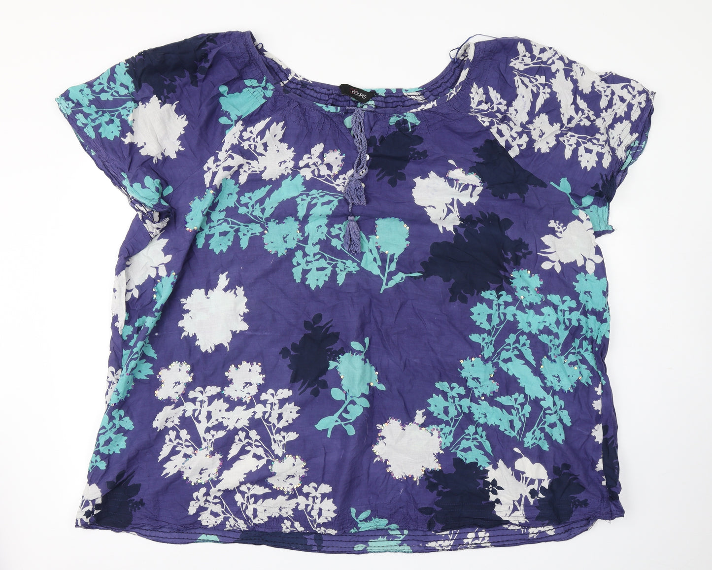 Yours Womens Purple Floral  Basic Blouse Size 30