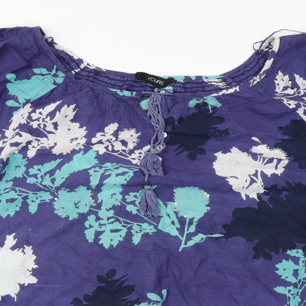 Yours Womens Purple Floral  Basic Blouse Size 30