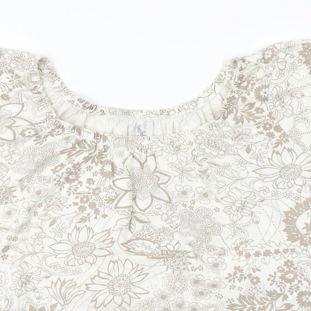 Arcadia Womens Brown Floral  Basic T-Shirt Size 30