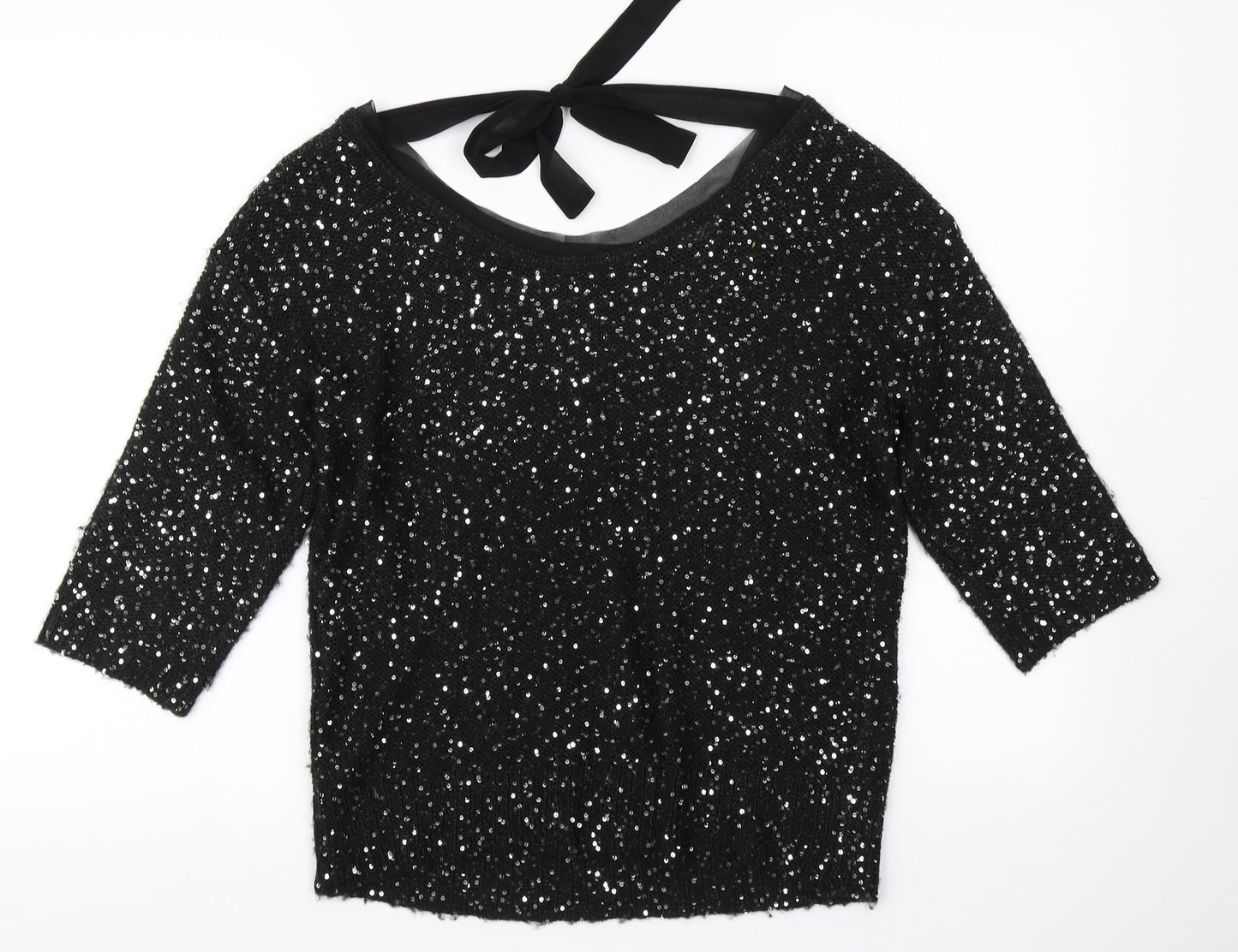 Monsoon Womens Black  Knit Pullover Jumper Size M