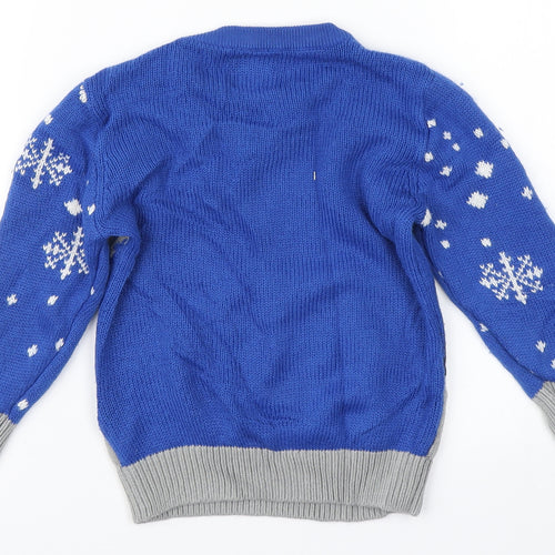 George Boys Blue Polka Dot Knit Pullover Jumper Size 3-4 Years  - Christmas jumper