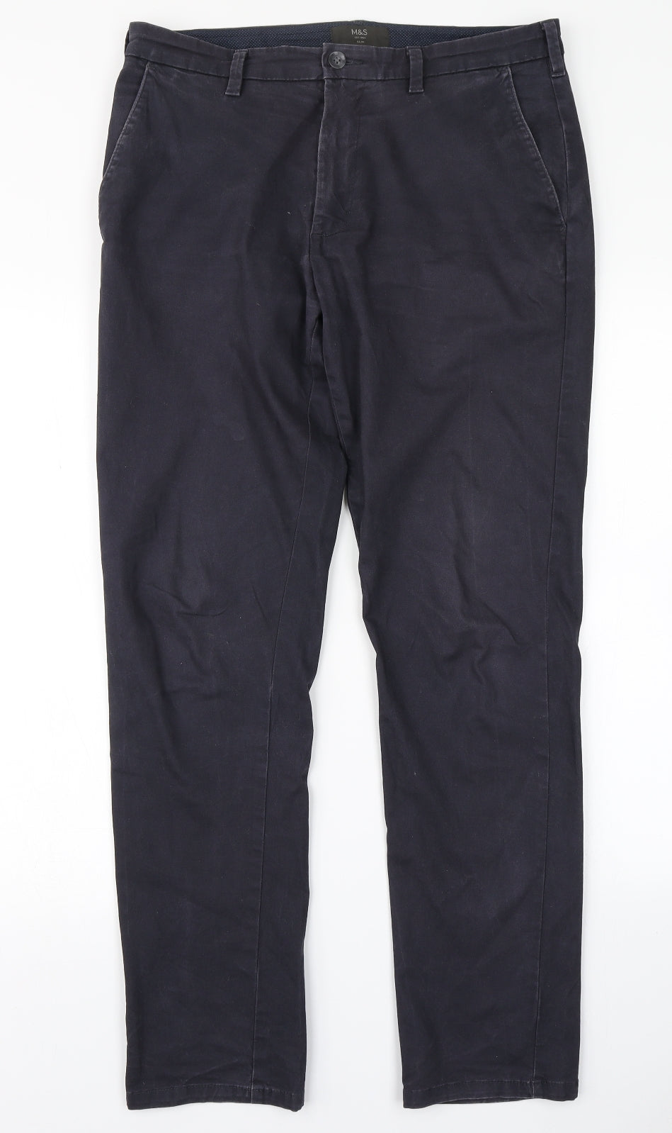 M&S Mens Blue   Chino Trousers Size 32 in L31 in