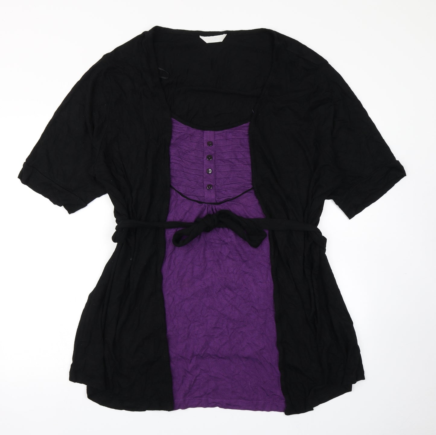 Yours Womens Black Colourblock Knit Basic T-Shirt Size 30