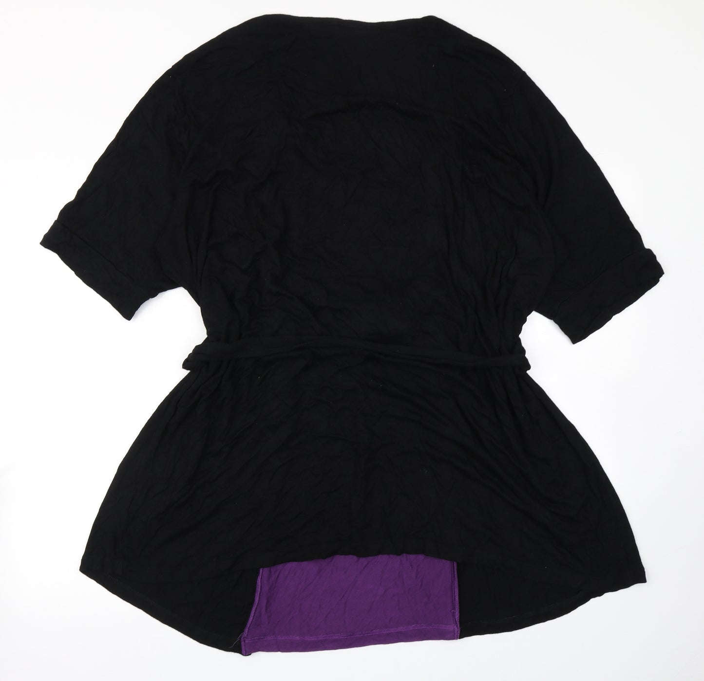 Yours Womens Black Colourblock Knit Basic T-Shirt Size 30