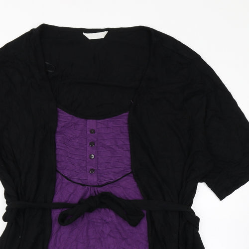 Yours Womens Black Colourblock Knit Basic T-Shirt Size 30