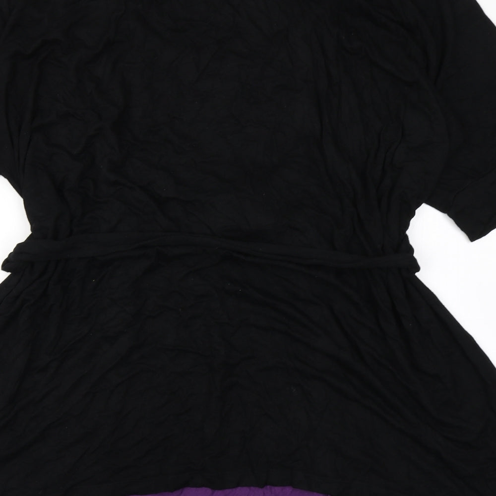Yours Womens Black Colourblock Knit Basic T-Shirt Size 30