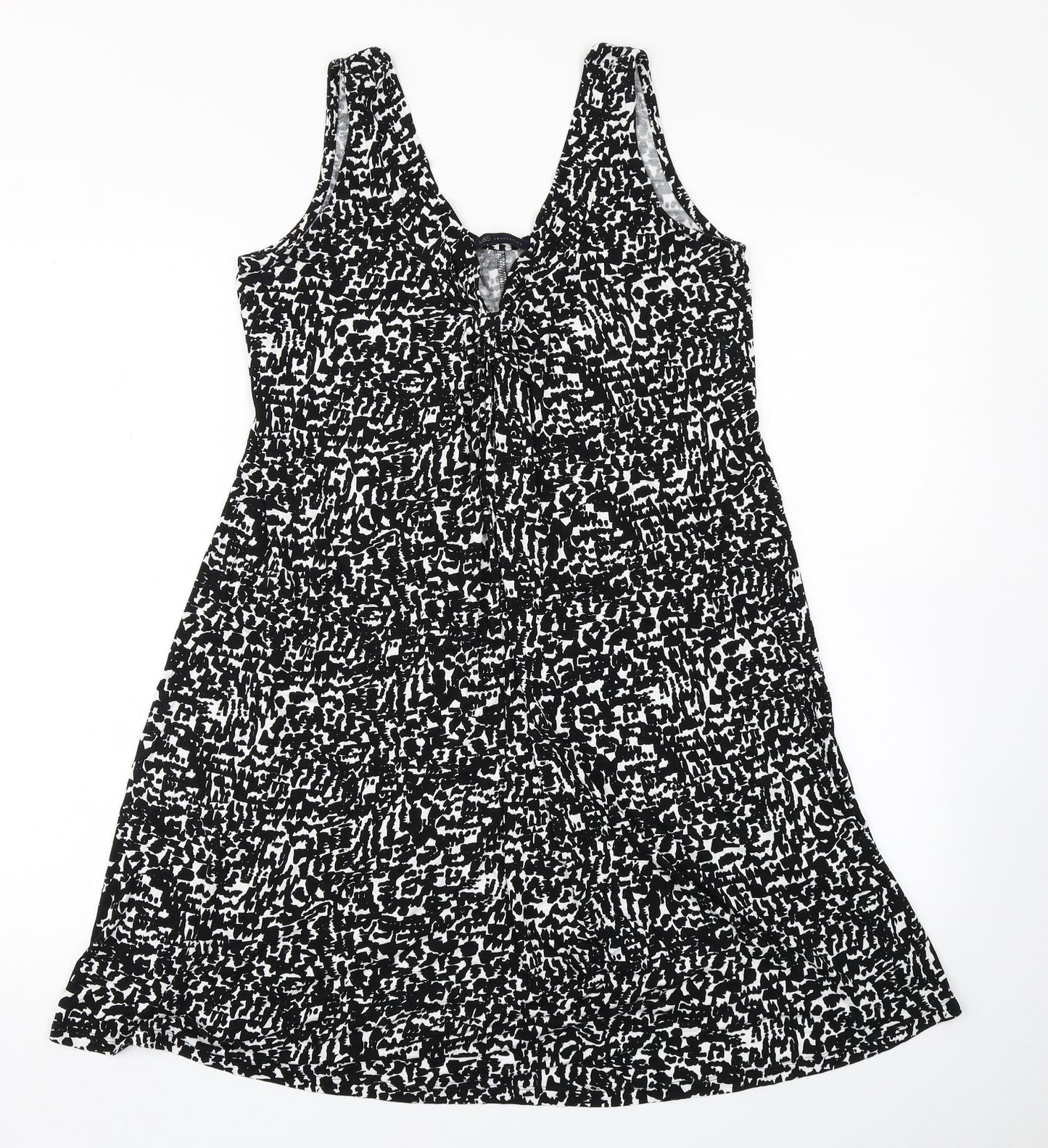 M&S Collection Womens Black Geometric  Tank Dress  Size 8