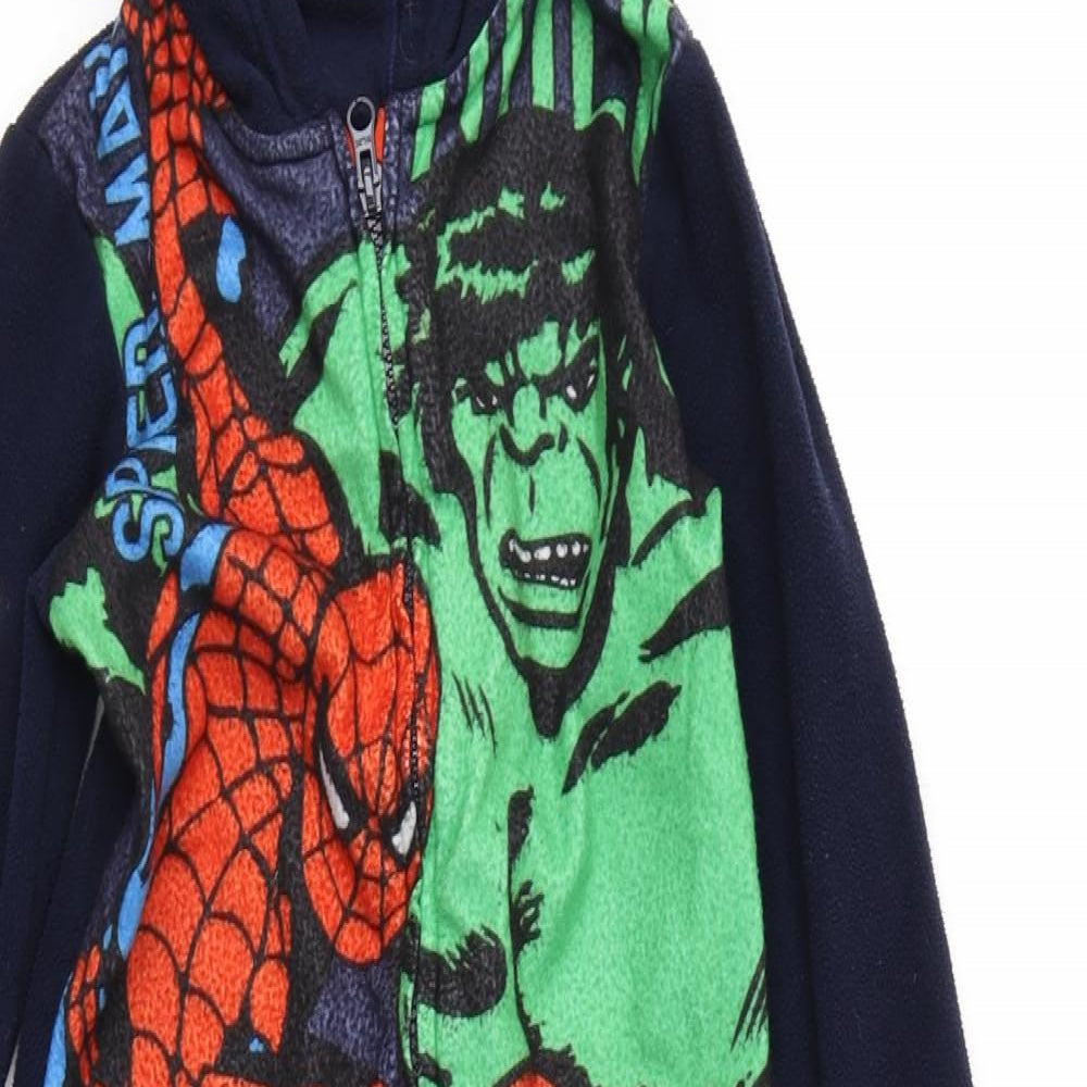 George Boys Blue Solid Fleece  One Piece Size 6-7 Years  - Marvel Superheroes