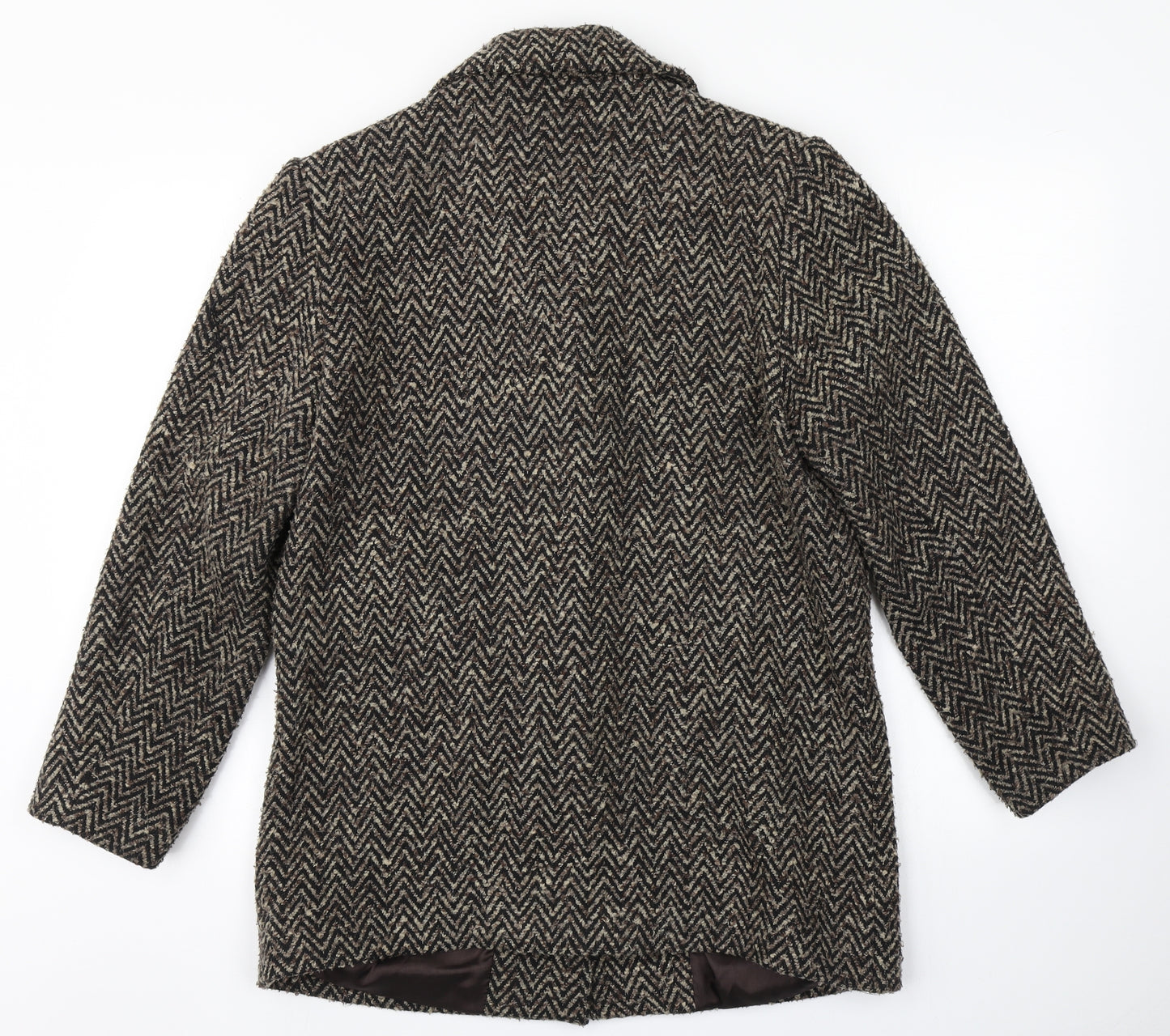 Rowlands Clothing Womens Brown Herringbone  Overcoat Coat Size 14