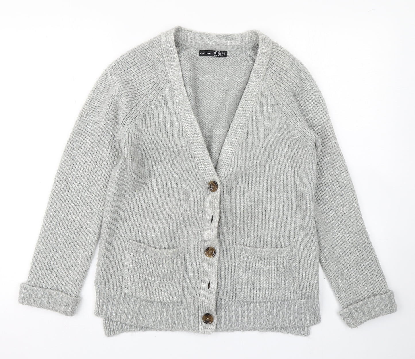 Atmosphere Womens Grey  Knit Cardigan Jumper Size 8