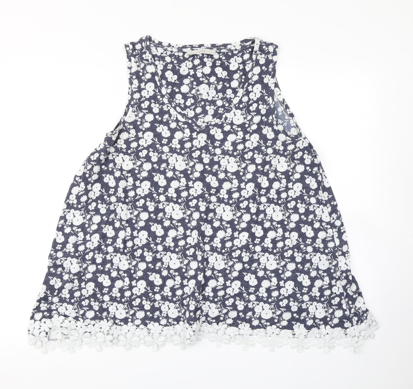 George Womens Blue Floral  Basic Tank Size 18  - Lace hem