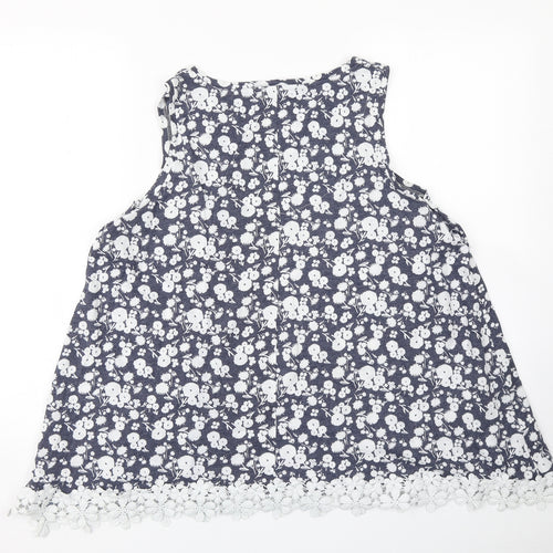 George Womens Blue Floral  Basic Tank Size 18  - Lace hem