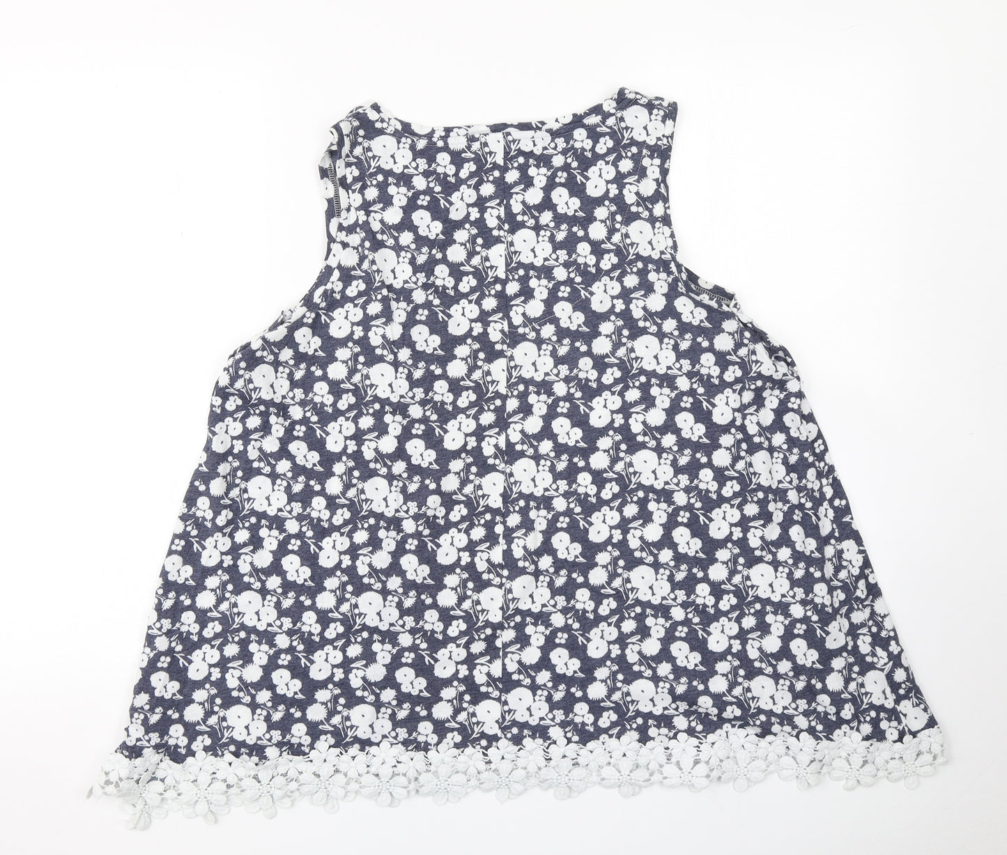 George Womens Blue Floral  Basic Tank Size 18  - Lace hem