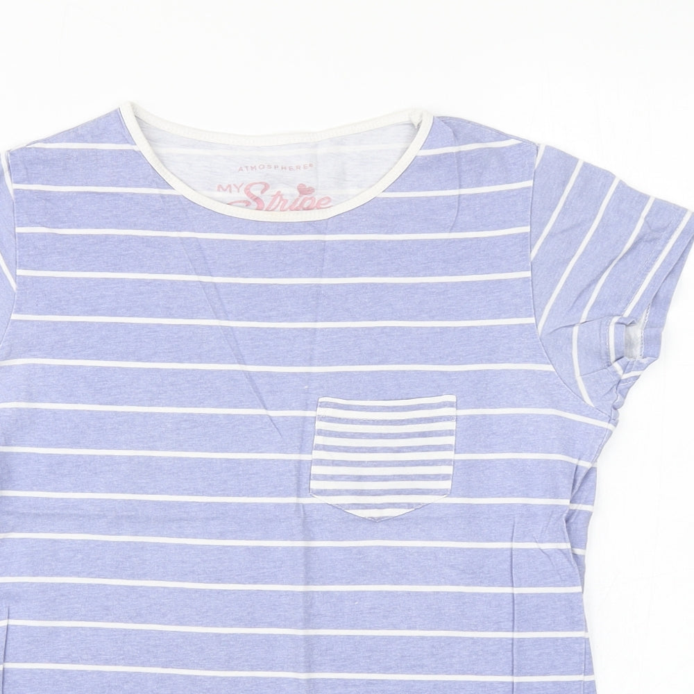 Atmosphere Womens Blue Striped  Basic T-Shirt Size 10