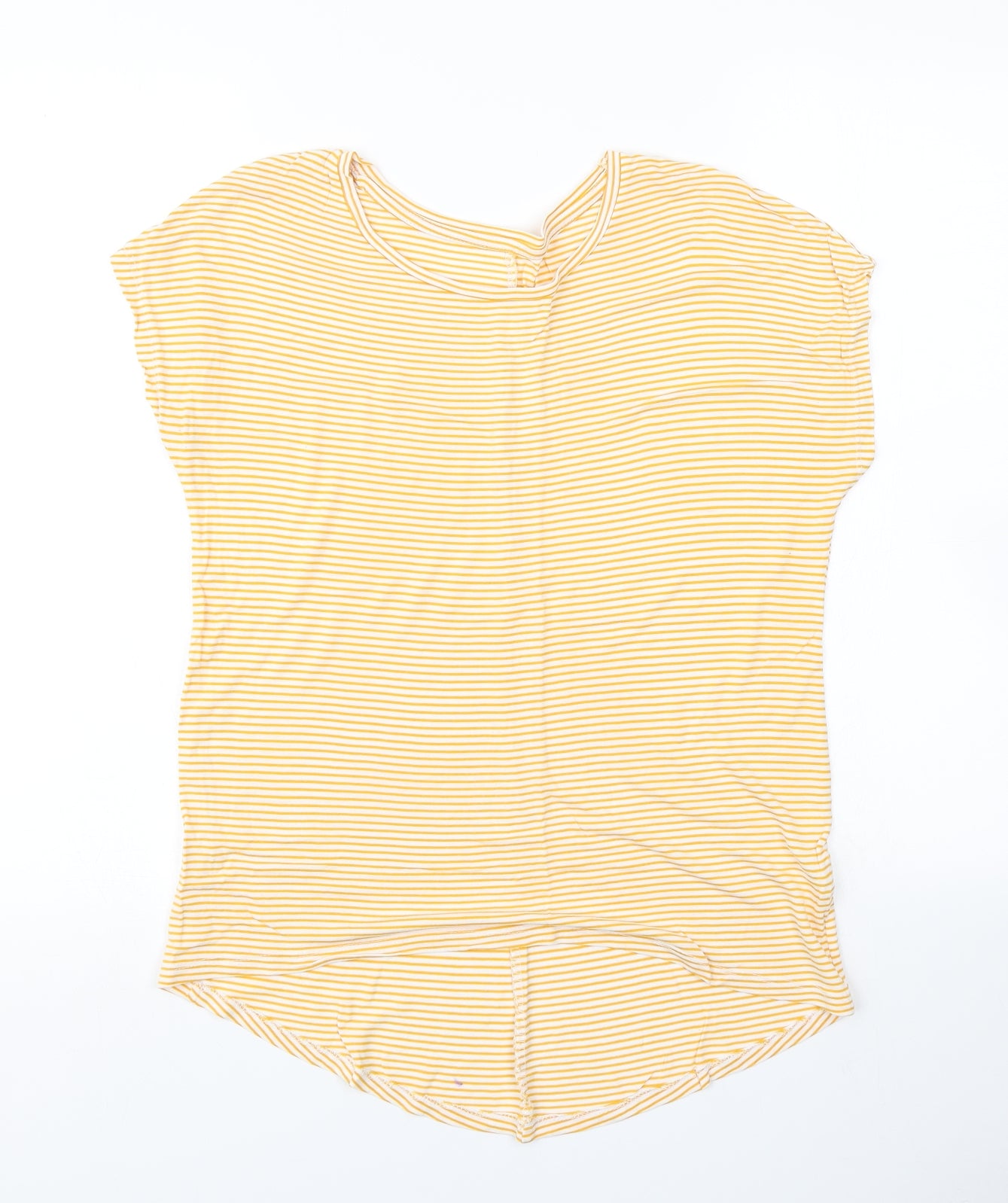 Priamrk Womens Yellow Striped  Basic T-Shirt Size 2XS