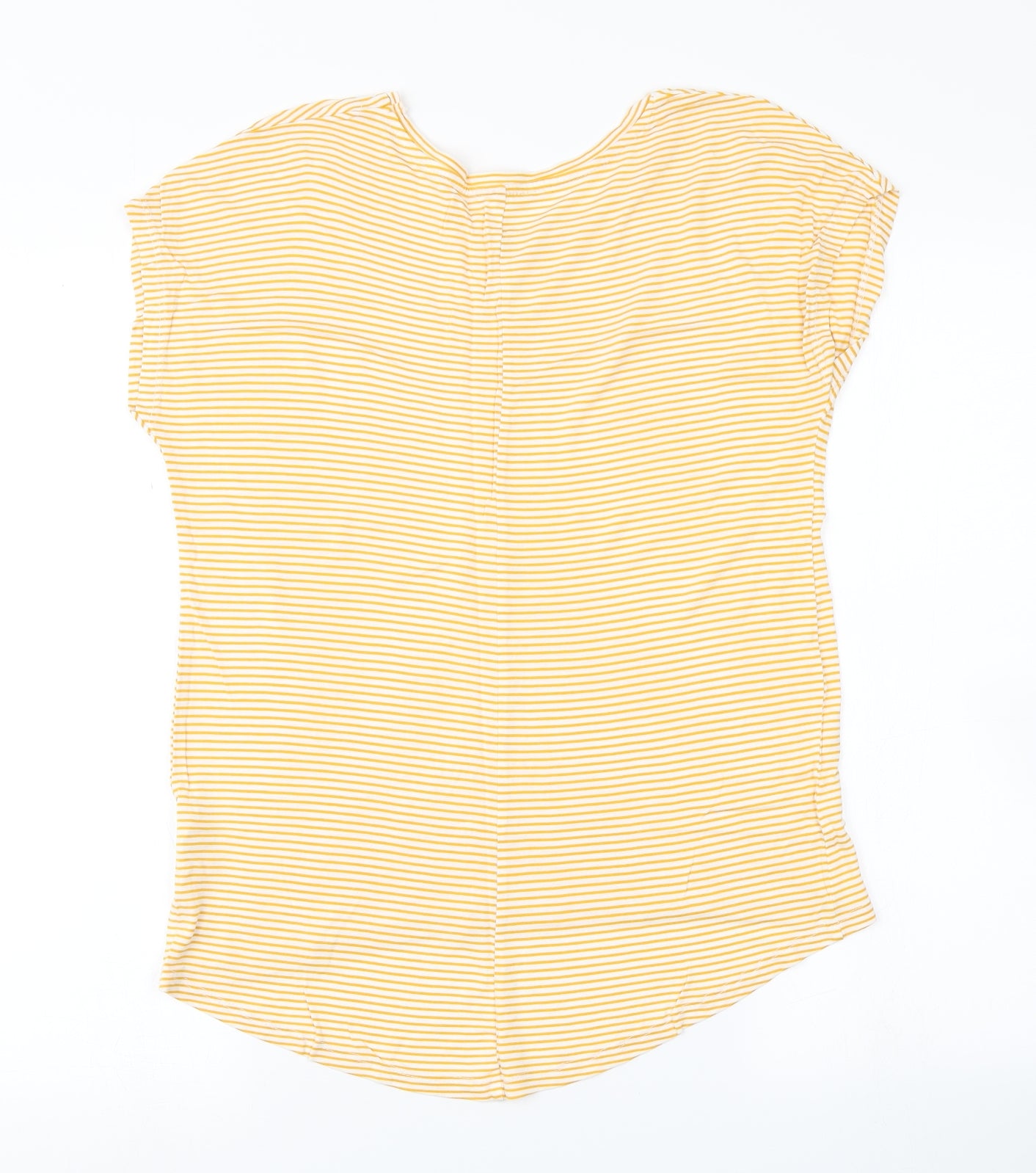 Priamrk Womens Yellow Striped  Basic T-Shirt Size 2XS