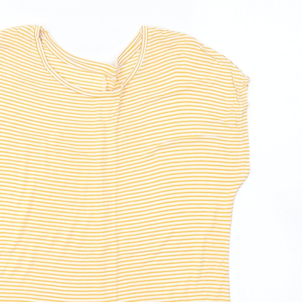 Priamrk Womens Yellow Striped  Basic T-Shirt Size 2XS