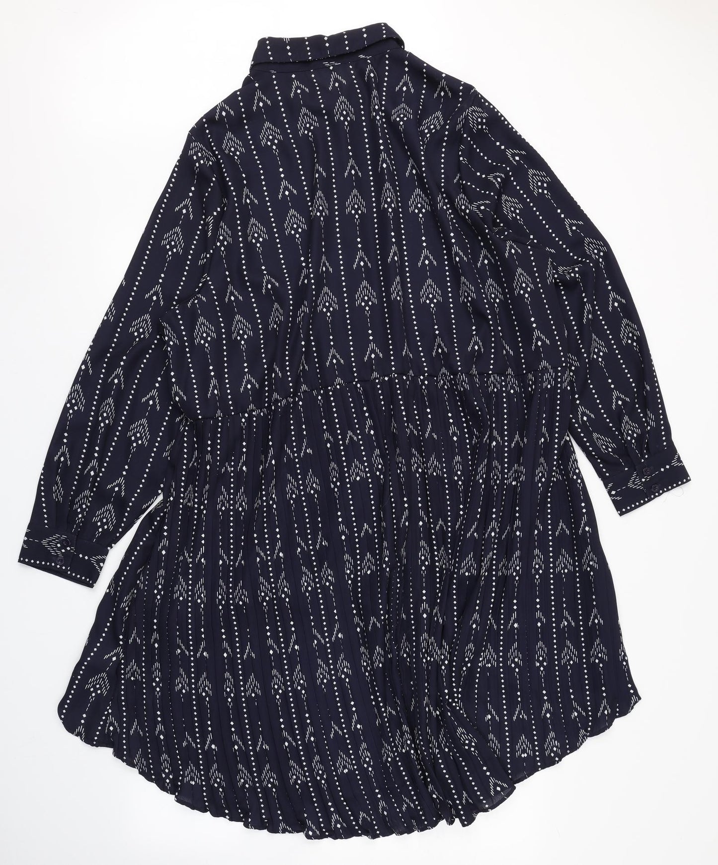 Lovedrobe Womens Blue Geometric  Shirt Dress  Size 24