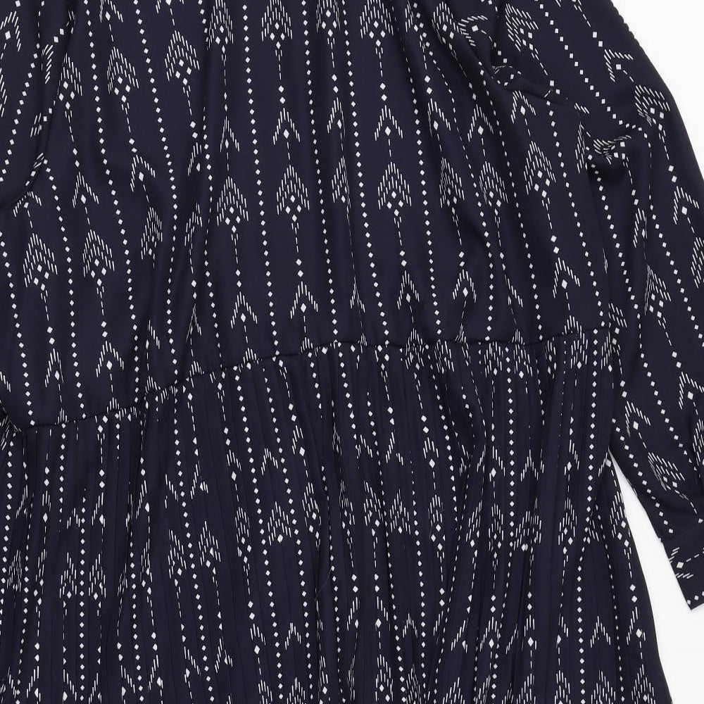 Lovedrobe Womens Blue Geometric  Shirt Dress  Size 24