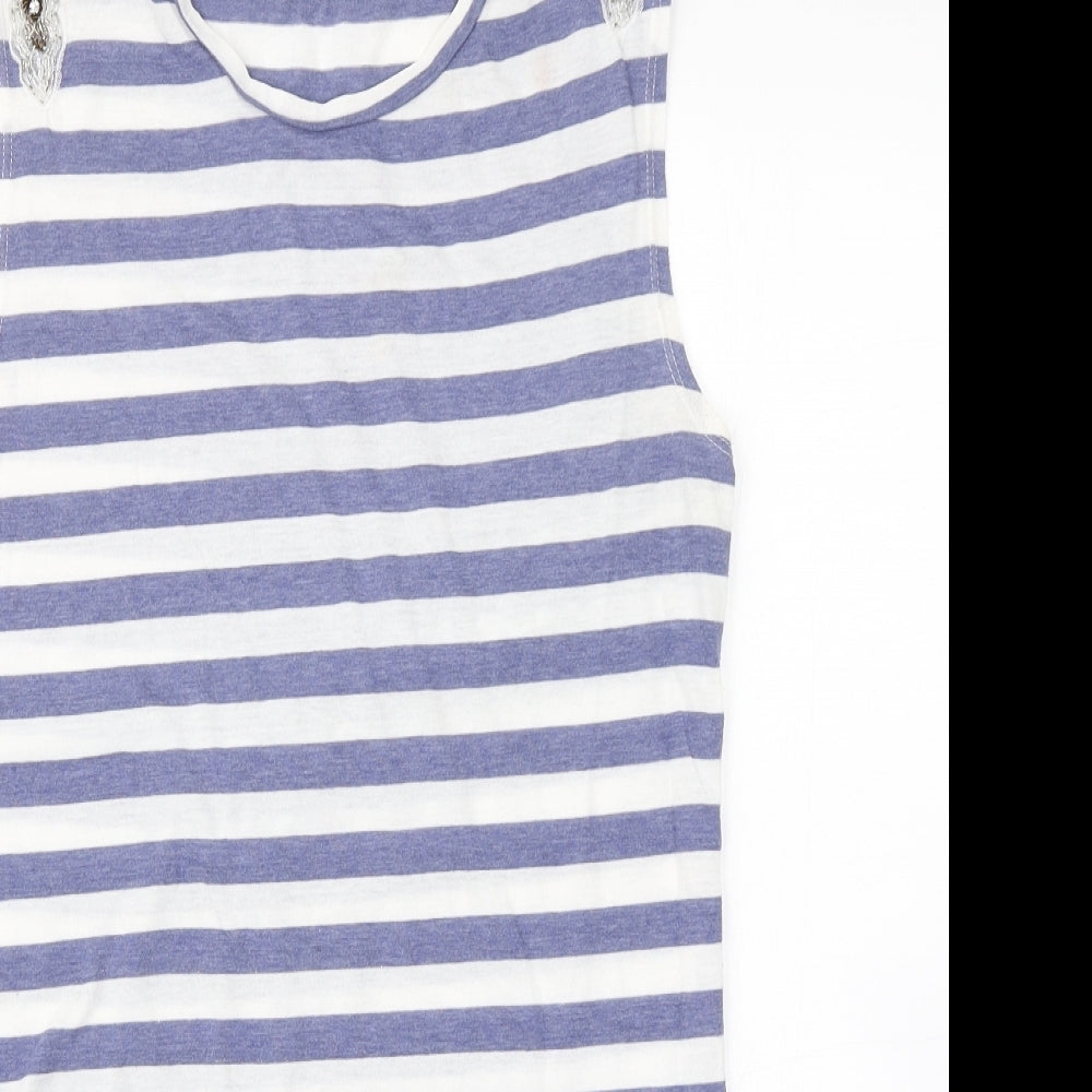 River Island Womens Blue Striped  Basic Tank Size 8