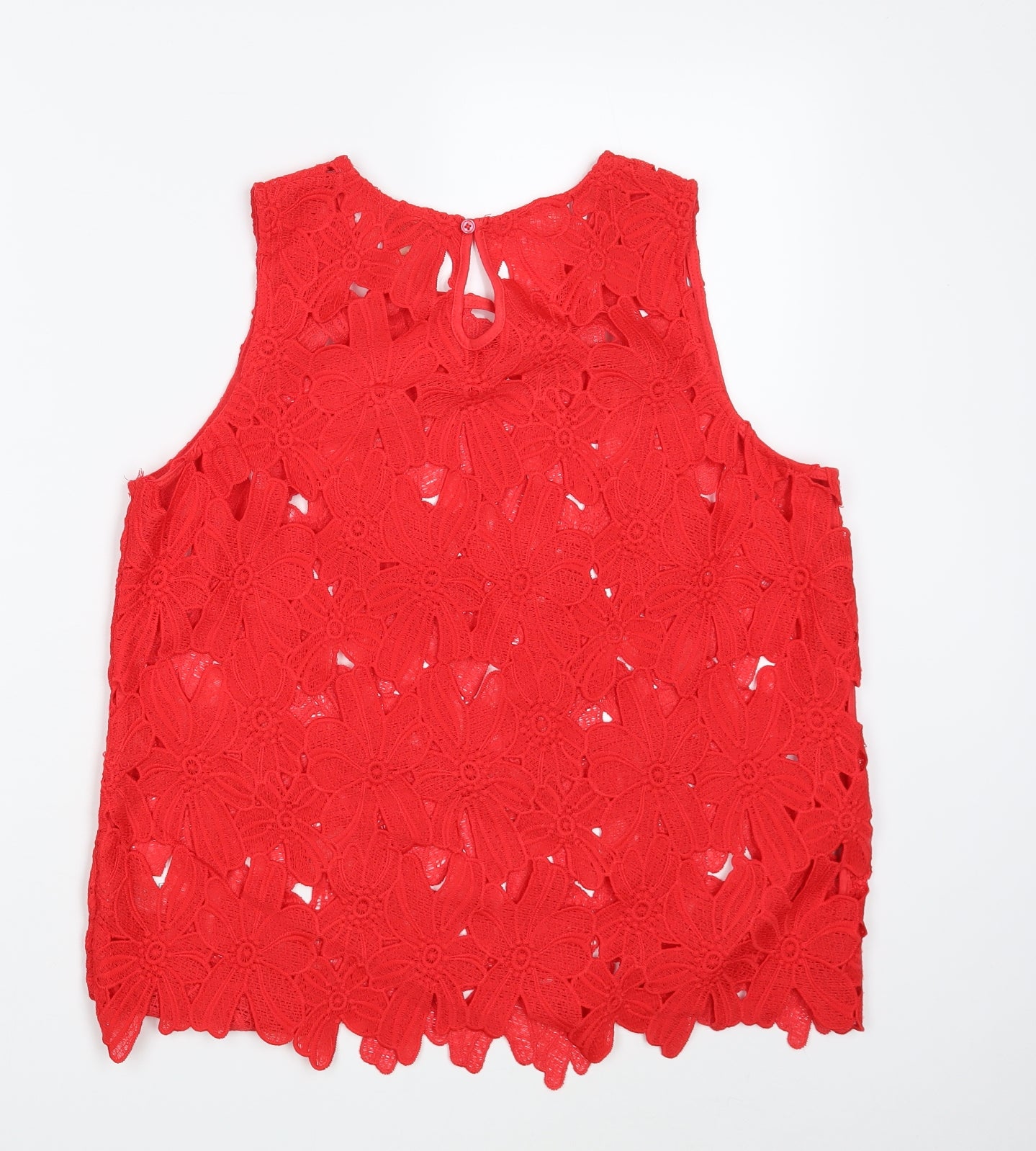 Papaya Womens Red Floral  Basic Tank Size 14