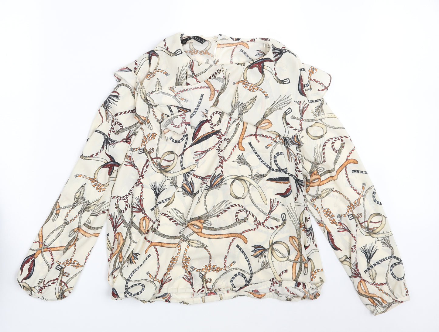 Zara Womens Ivory Paisley  Basic Blouse Size XL