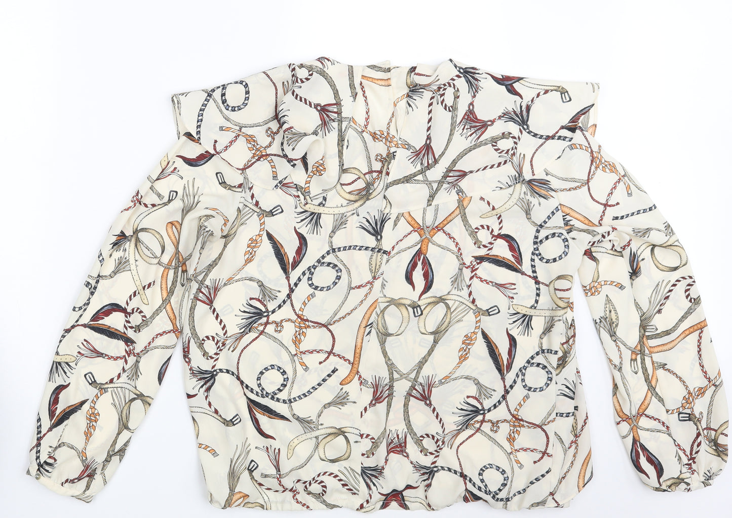 Zara Womens Ivory Paisley  Basic Blouse Size XL