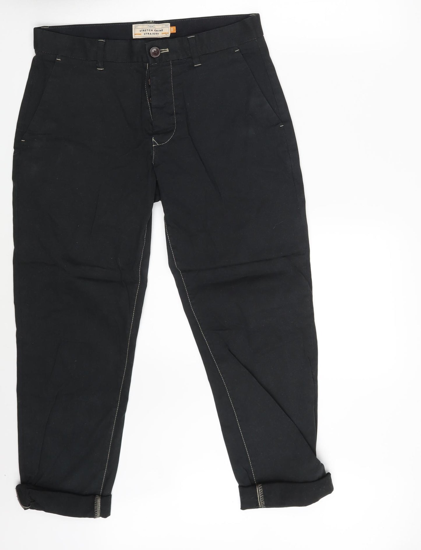 NEXT Mens Black  Denim Chino Trousers Size 30 in L30 in