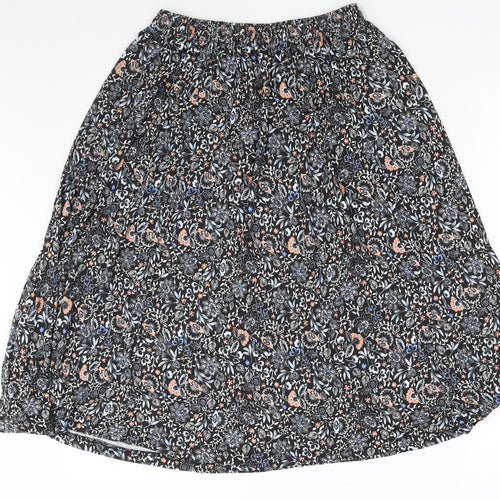 Preworn Womens Black Floral  A-Line Skirt One Size