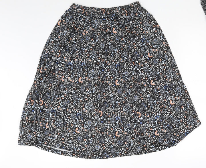 Preworn Womens Black Floral  A-Line Skirt One Size