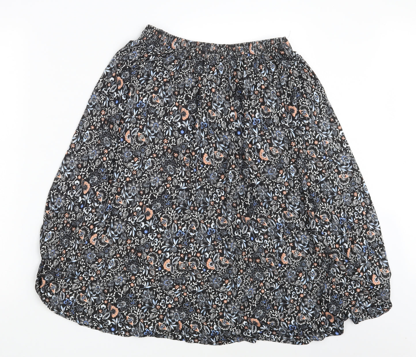 Preworn Womens Black Floral  A-Line Skirt One Size