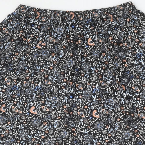 Preworn Womens Black Floral  A-Line Skirt One Size