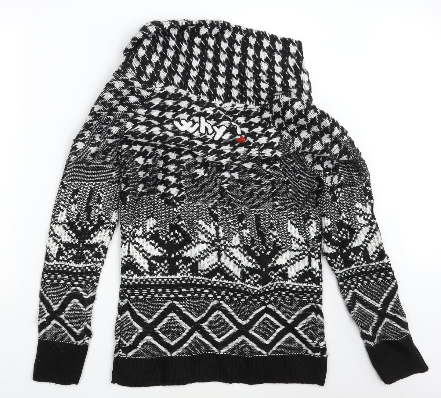 Desigual  Womens Black Fair Isle  Full Zip Jumper Size L