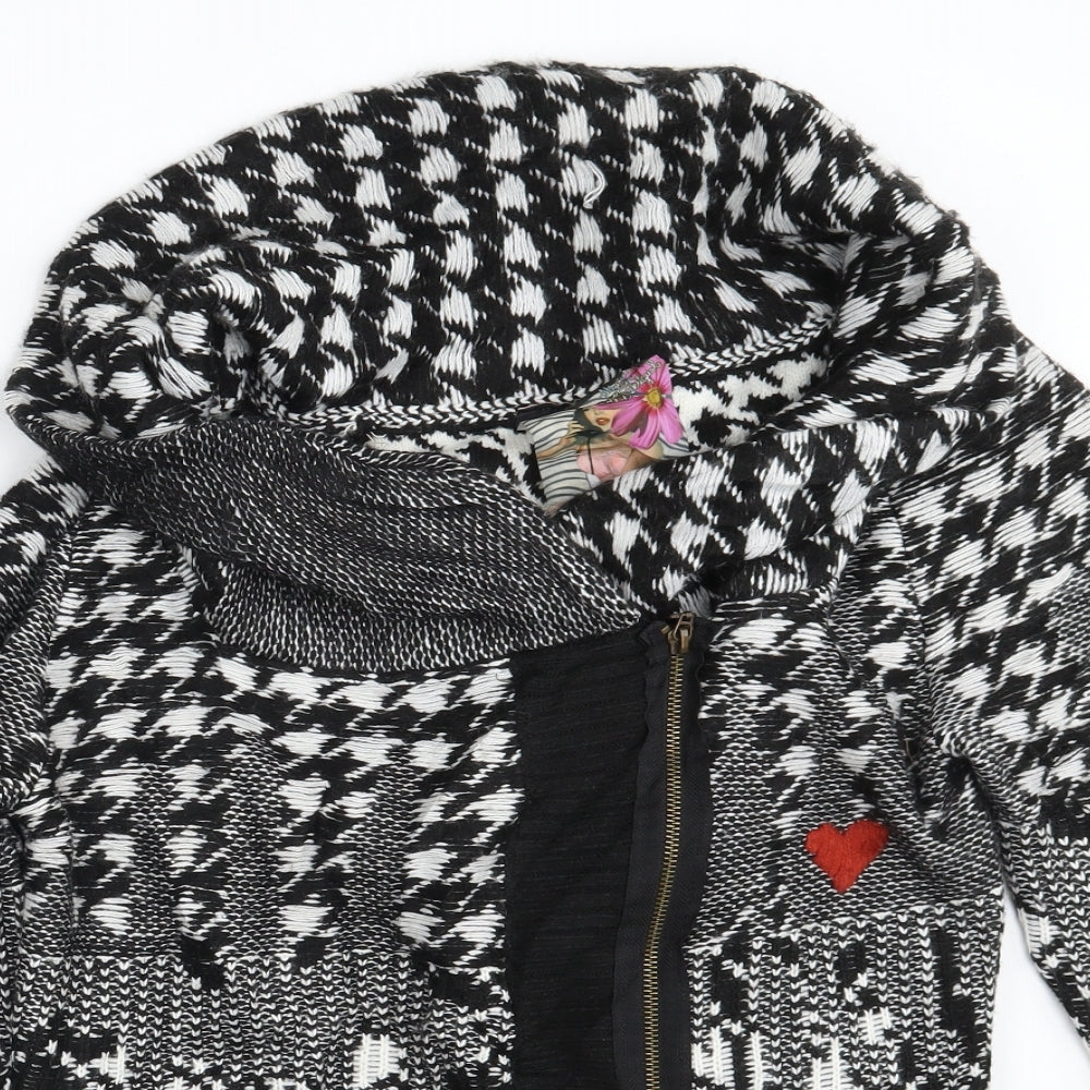 Desigual  Womens Black Fair Isle  Full Zip Jumper Size L