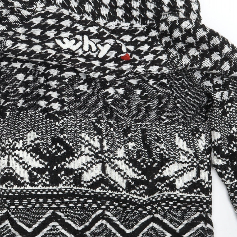 Desigual  Womens Black Fair Isle  Full Zip Jumper Size L