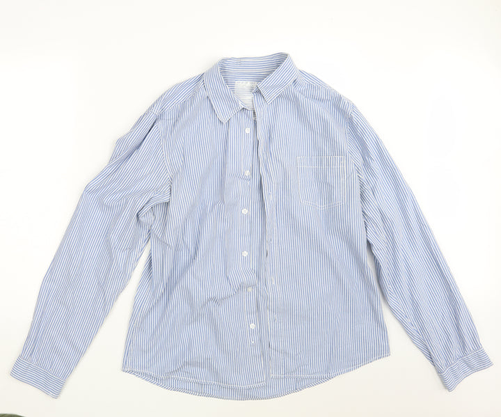 New Look Mens Blue Striped   Button-Up Size L