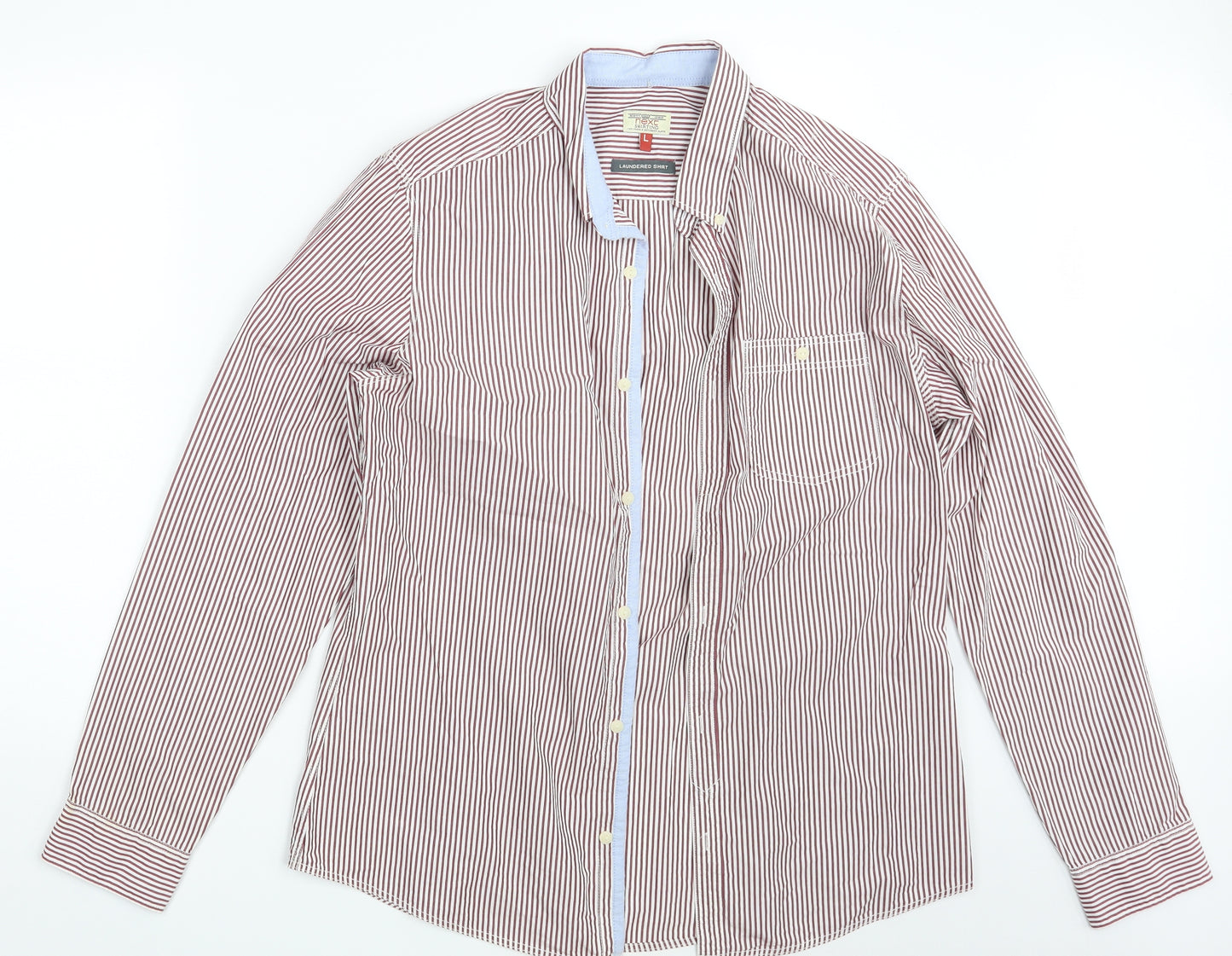 NEXT Mens Red Striped   Button-Up Size L