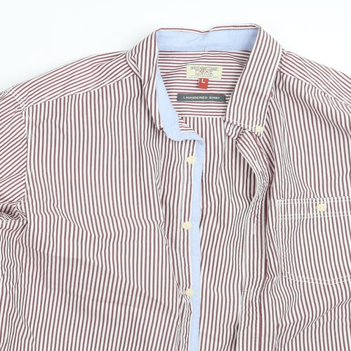 NEXT Mens Red Striped   Button-Up Size L