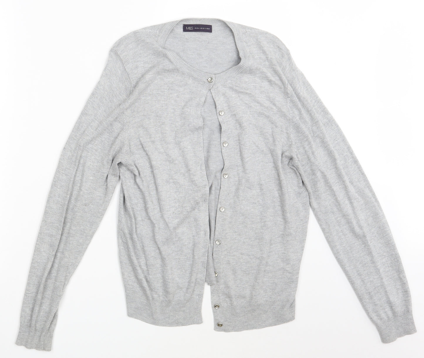 M&S Womens Grey   Cardigan Jumper Size 14