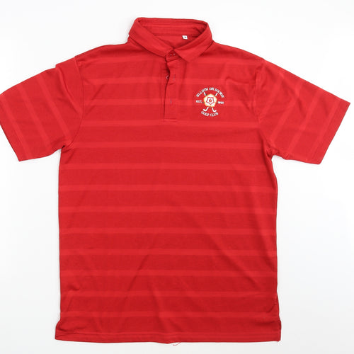 Murray Mens Red Striped   Polo Size M  - SILLOTH ON SOLVAY GOLF CLUB