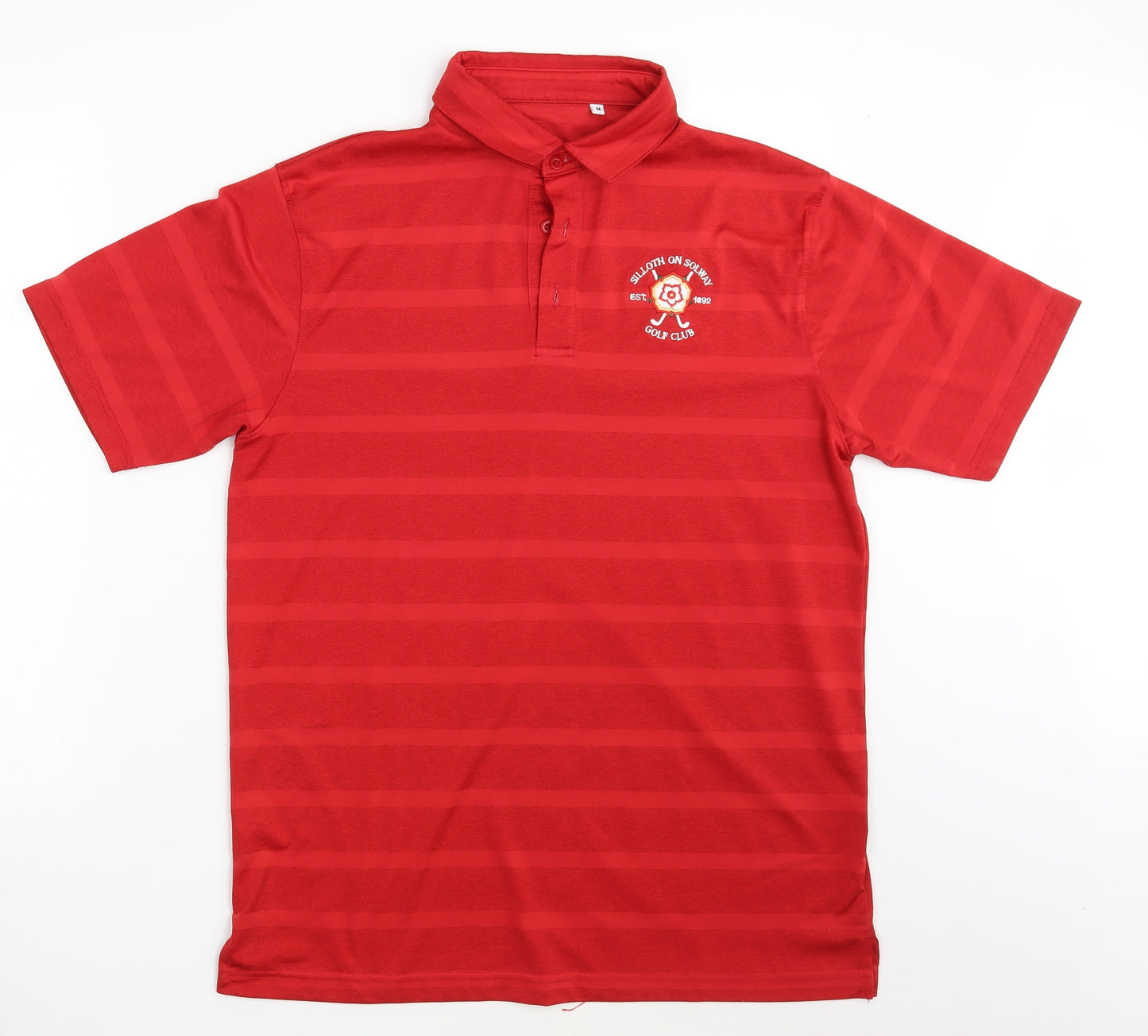 Murray Mens Red Striped   Polo Size M  - SILLOTH ON SOLVAY GOLF CLUB