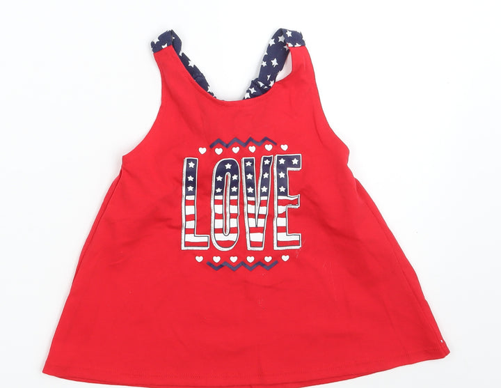 Preworn Girls Red A-Line Size 3-4 Years