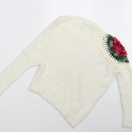 Preworn Womens Ivory Floral  Pullover Jumper One Size