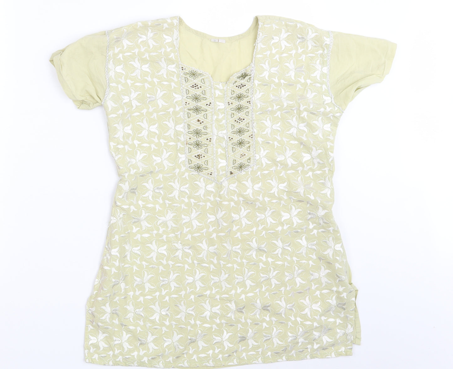Preworn Womens Beige Floral  Basic Blouse One Size