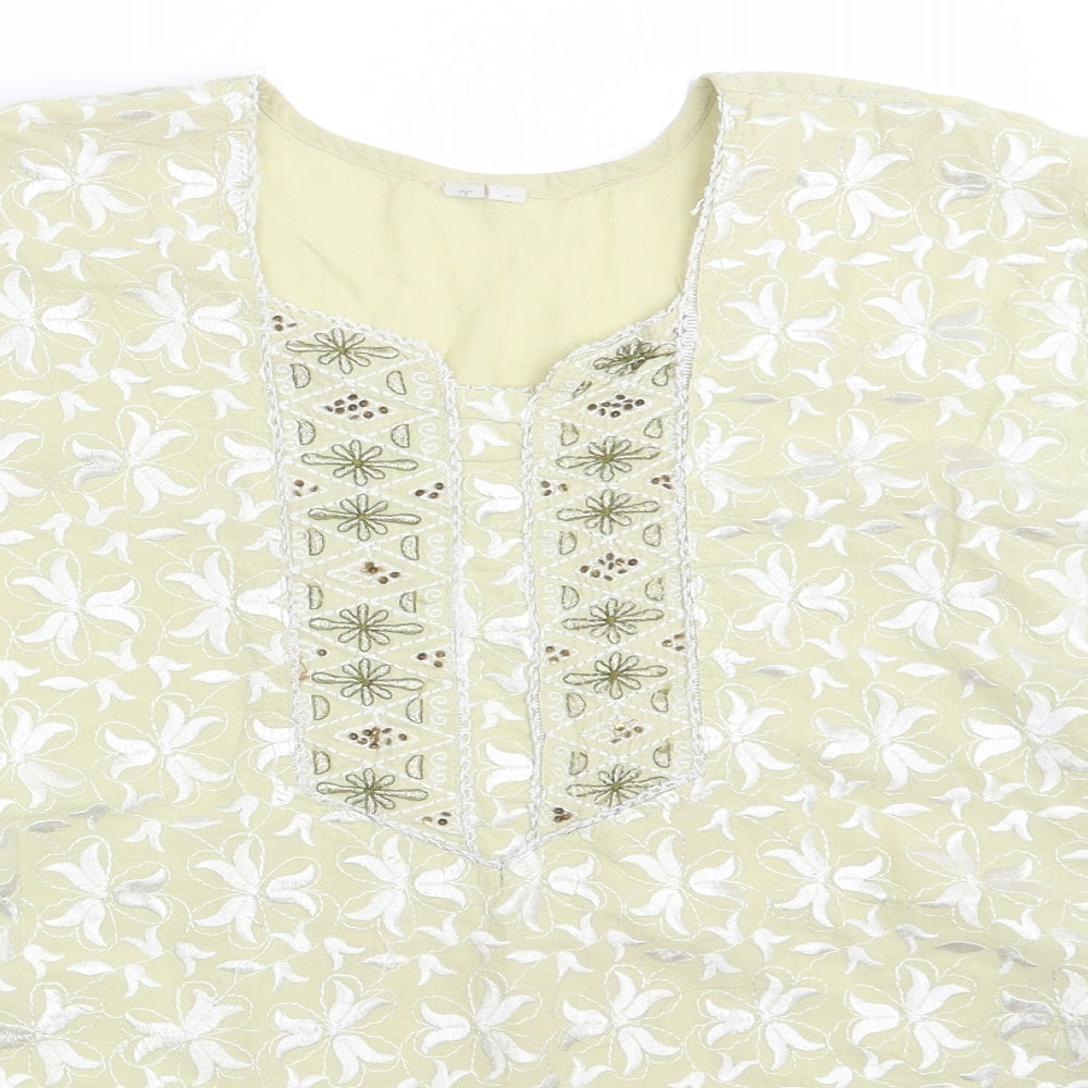 Preworn Womens Beige Floral  Basic Blouse One Size