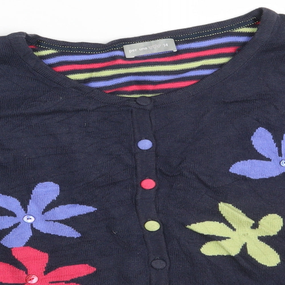 Per Una Womens Multicoloured Striped  Cardigan Jumper Size 14